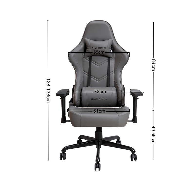 Reka Bentuk Armrest Laras Kelabu Kerusi Permainan Mewah mewah